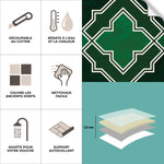 Carreau adhésif Vinyl Way : 8 carreaux adhésifs 20x20cm Inaya / Carreaux marocains / vert / pour douche, murs, sol, cuisine, salle de bain… - n°2