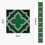 Carreau adhésif Vinyl Way : 8 carreaux adhésifs 20x20cm Inaya / Carreaux marocains / vert / pour douche, murs, sol, cuisine, salle de bain… - n°3