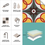 Piastrella adesiva Vinyl Way : 8 carreaux adhésifs 20x20cm Lolita / Carreaux de ciment multicolore / marron / pour douche, murs, sol, cuisine, salle de bain… - n°2