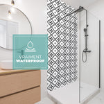 Baldosa adhesiva Vinyl Way : 8 carreaux adhésifs 20x20cm Juliette / Carreaux de ciment noir & blanc / noir / pour douche, murs, sol, cuisine, salle de bain… - n°4