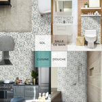 Carreau adhésif Vinyl Way : 8 carreaux adhésifs 20x20cm Irene / Terrazzo / blanc / pour douche, murs, sol, cuisine, salle de bain… - n°1