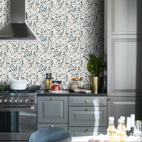 Vinyl Way - Collection Terrazzo - carreaux adhésifs collés sur une crédence de cuisine