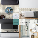 Piastrella adesiva Vinyl Way : 8 carreaux adhésifs 20x20cm Palo / Coussin Cuir / blanc / pour douche, murs, sol, cuisine, salle de bain… - n°1