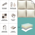 Piastrella adesiva Vinyl Way : 8 carreaux adhésifs 20x20cm Palo / Coussin Cuir / blanc / pour douche, murs, sol, cuisine, salle de bain… - n°2