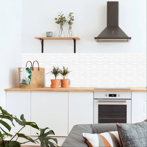 Vinyl Way - Collection Abstrait - Vagues - carreaux adhésifs collés sur une crédence de cuisine