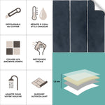 Baldosa adhesiva Vinyl Way : 8 carreaux adhésifs 20x20cm Sautana / Zelliges Rectangles / bleu / pour douche, murs, sol, cuisine, salle de bain… - n°2
