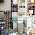 Carreau adhésif Vinyl Way : 8 carreaux adhésifs 20x20cm Mesa / Zelliges Carrés / noir / pour douche, murs, sol, cuisine, salle de bain… - n°1