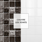 Carreau adhésif Vinyl Way : 8 carreaux adhésifs 20x20cm Mesa / Zelliges Carrés / noir / pour douche, murs, sol, cuisine, salle de bain… - n°5