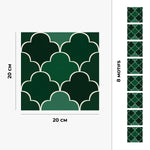 Carreau adhésif Vinyl Way : 8 carreaux adhésifs 20x20cm Louna / Carreaux marocains  / vert / pour douche, murs, sol, cuisine, salle de bain… - n°3