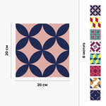 Carreau adhésif Vinyl Way : 8 carreaux adhésifs 20x20cm Alison / Carreaux de ciment multicolore / bleu / pour douche, murs, sol, cuisine, salle de bain… - n°3