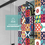 Carreau adhésif Vinyl Way : 8 carreaux adhésifs 20x20cm Alison / Carreaux de ciment multicolore / bleu / pour douche, murs, sol, cuisine, salle de bain… - n°4