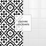 Carreau adhésif Vinyl Way : 8 carreaux adhésifs 20x20cm Zoé / Carreaux de ciment noir & blanc / noir / pour douche, murs, sol, cuisine, salle de bain… - n°5