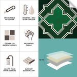 Piastrella adesiva Vinyl Way : 8 carreaux adhésifs 20x20cm Inaya / Carreaux marocains  / vert / pour douche, murs, sol, cuisine, salle de bain… - n°2
