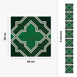 Carreau adhésif Vinyl Way : 8 carreaux adhésifs 20x20cm Inaya / Carreaux marocains  / vert / pour douche, murs, sol, cuisine, salle de bain… - n°3