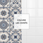 Carreau adhésif Vinyl Way : 8 carreaux adhésifs 20x20cm Elena / Carreaux de ciment bleu  / bleu / pour douche, murs, sol, cuisine, salle de bain… - n°5