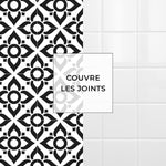 Carreau adhésif Vinyl Way : 8 carreaux adhésifs 20x20cm Rina / Carreaux de ciment noir & blanc / noir / pour douche, murs, sol, cuisine, salle de bain… - n°5