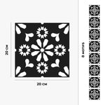 Piastrella adesiva Vinyl Way : 8 carreaux adhésifs 20x20cm Ines / Carreaux de ciment noir & blanc / noir / pour douche, murs, sol, cuisine, salle de bain… - n°3