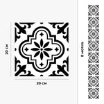 Piastrella adesiva Vinyl Way : 8 carreaux adhésifs 20x20cm Agathe / Carreaux de ciment noir & blanc / noir / pour douche, murs, sol, cuisine, salle de bain… - n°3