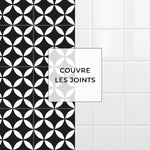 Carreau adhésif Vinyl Way : 8 carreaux adhésifs 20x20cm Palma / Carreaux de ciment noir & blanc / noir / pour douche, murs, sol, cuisine, salle de bain… - n°5