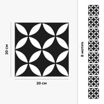 Piastrella adesiva Vinyl Way : 8 carreaux adhésifs 20x20cm Palma / Carreaux de ciment noir & blanc / noir / pour douche, murs, sol, cuisine, salle de bain… - n°3