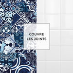 Carreau adhésif Vinyl Way : 8 carreaux adhésifs 20x20cm Anna / Carreaux de ciment bleu  / bleu / pour douche, murs, sol, cuisine, salle de bain… - n°5