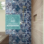 Carreau adhésif Vinyl Way : 8 carreaux adhésifs 20x20cm Anna / Carreaux de ciment bleu  / bleu / pour douche, murs, sol, cuisine, salle de bain… - n°4
