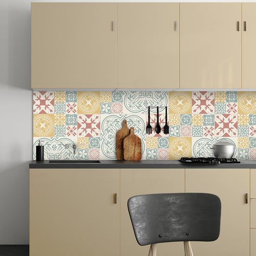 Vinyl Way - Collection Carreaux de ciment - 10x10 - carreaux adhésifs collés sur une crédence de cuisine