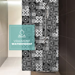 Carreau adhésif Vinyl Way : 8 carreaux adhésifs 20x20cm Anastasia / Carreaux de ciment - 10x10 / noir / pour douche, murs, sol, cuisine, salle de bain… - n°4