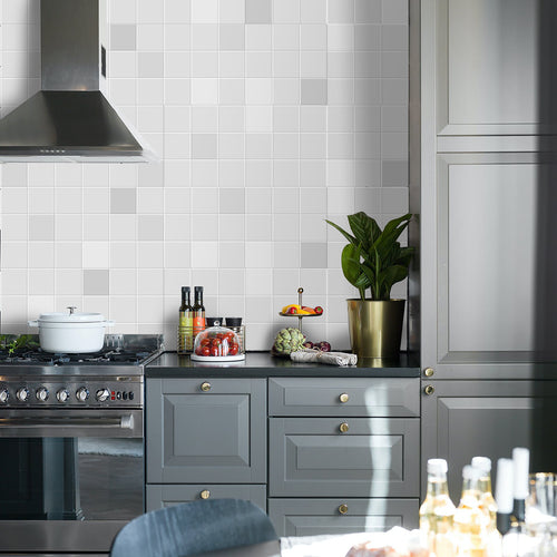 Vinyl Way - Collection mosaico quadrato - Piastrelle adesive incollate a uno splashback da cucina