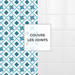 Carreau adhésif Vinyl Way : 8 carreaux adhésifs 20x20cm Rachele / Carreaux de ciment - 10x10 / bleu / pour douche, murs, sol, cuisine, salle de bain… - n°5