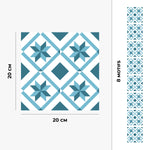 Piastrella adesiva Vinyl Way : 8 carreaux adhésifs 20x20cm Rachele / Carreaux de ciment - 10x10 / bleu / pour douche, murs, sol, cuisine, salle de bain… - n°3