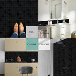 Piastrella adesiva Vinyl Way : 8 carreaux adhésifs 20x20cm Farah / Mosaïque carré / noir / pour douche, murs, sol, cuisine, salle de bain… - n°1