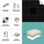Piastrella adesiva Vinyl Way : 8 carreaux adhésifs 20x20cm Farah / Mosaïque carré / noir / pour douche, murs, sol, cuisine, salle de bain… - n°2