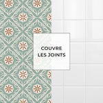 Carreau adhésif Vinyl Way : 8 carreaux adhésifs 20x20cm Alice / Carreaux de ciment provençaux / bleu / pour douche, murs, sol, cuisine, salle de bain… - n°5