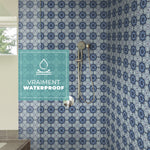 Carreau adhésif Vinyl Way : 8 carreaux adhésifs 20x20cm Mia / Carreaux de ciment provençaux / bleu / pour douche, murs, sol, cuisine, salle de bain… - n°4