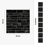 Carreau adhésif Vinyl Way : 8 carreaux adhésifs 20x20cm Vera / Marbre / noir / pour douche, murs, sol, cuisine, salle de bain… - n°3