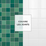 Carreau adhésif Vinyl Way : 8 carreaux adhésifs 20x20cm Jasmine / Mosaïque carré / vert / pour douche, murs, sol, cuisine, salle de bain… - n°5