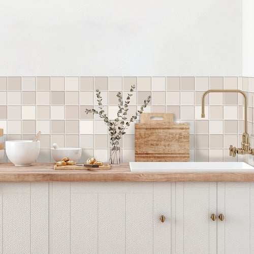 Vinyl Way - Collection mosaico cuadrado - Baldosas adhesivas pegadas a un splashback de cocina