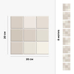 Piastrella adesiva Vinyl Way : 8 carreaux adhésifs 20x20cm Luna / Mosaïque carré / blanc / pour douche, murs, sol, cuisine, salle de bain… - n°3