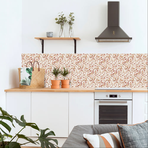 Vinyl Way - Collection Terrazzo - carreaux adhésifs collés sur une crédence de cuisine