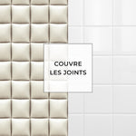Carreau adhésif Vinyl Way : 8 carreaux adhésifs 20x20cm Palo / Coussin Cuir / blanc / pour douche, murs, sol, cuisine, salle de bain… - n°5