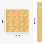 Carreau adhésif Vinyl Way : 8 carreaux adhésifs 20x20cm Almeria / Abstrait - Origami / jaune / pour douche, murs, sol, cuisine, salle de bain… - n°3