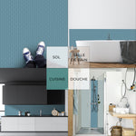 Piastrella adesiva Vinyl Way : 8 carreaux adhésifs 20x20cm Alcala / Abstrait - Origami / bleu / pour douche, murs, sol, cuisine, salle de bain… - n°1