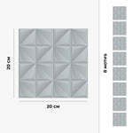 Piastrella adesiva Vinyl Way : 8 carreaux adhésifs 20x20cm Lipa / Abstrait - Origami / gris / pour douche, murs, sol, cuisine, salle de bain… - n°3