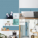 Piastrella adesiva Vinyl Way : 8 carreaux adhésifs 20x20cm Santa / Abstrait - Vagues / bleu / pour douche, murs, sol, cuisine, salle de bain… - n°1