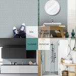 Piastrella adesiva Vinyl Way : 8 carreaux adhésifs 20x20cm Mallavi / Abstrait - effet 3D / gris / pour douche, murs, sol, cuisine, salle de bain… - n°1