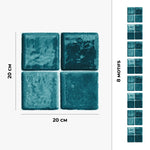 Piastrella adesiva Vinyl Way : 8 carreaux adhésifs 20x20cm Linden / Zelliges Carrés  / bleu / pour douche, murs, sol, cuisine, salle de bain… - n°3