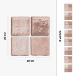 Piastrella adesiva Vinyl Way : 8 carreaux adhésifs 20x20cm Remo / Zelliges Carrés  / rose / pour douche, murs, sol, cuisine, salle de bain… - n°3