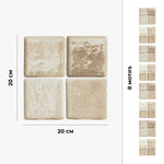 Carreau adhésif Vinyl Way : 8 carreaux adhésifs 20x20cm Arondal / Zelliges Carrés  / beige / pour douche, murs, sol, cuisine, salle de bain… - n°3